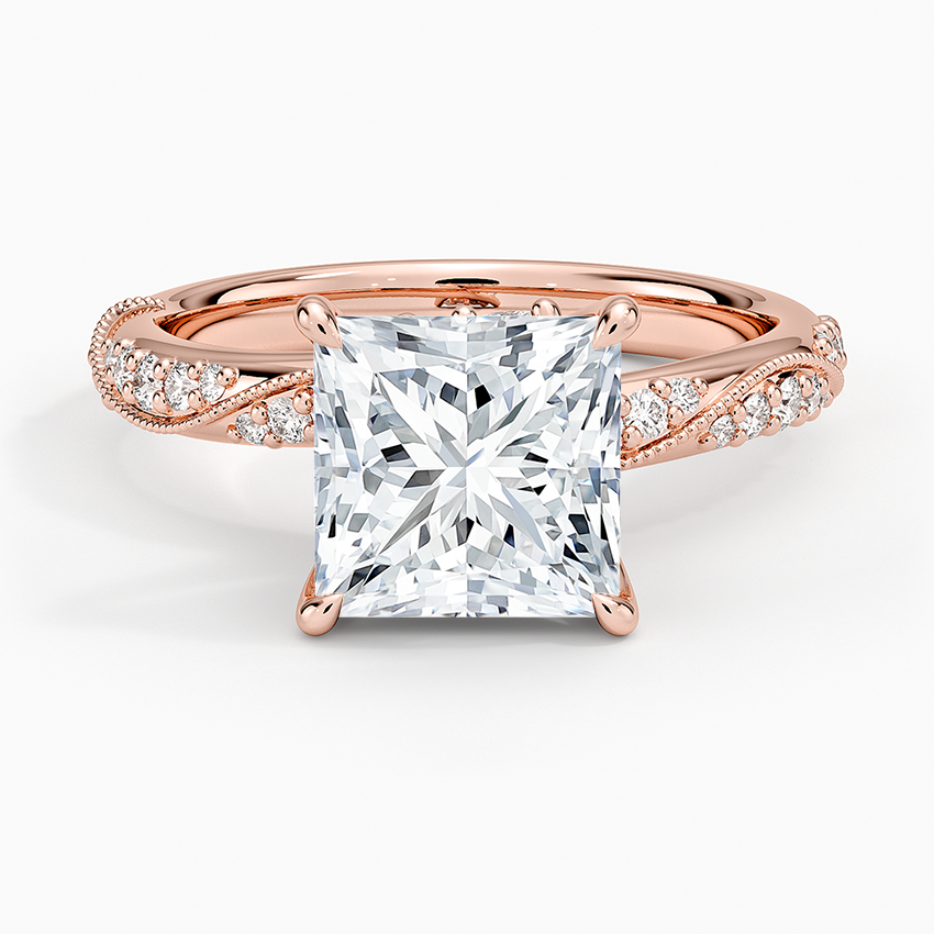 Camellia Hidden Accent 2.5mm Diamond Ring - Princess Cut Center Stone