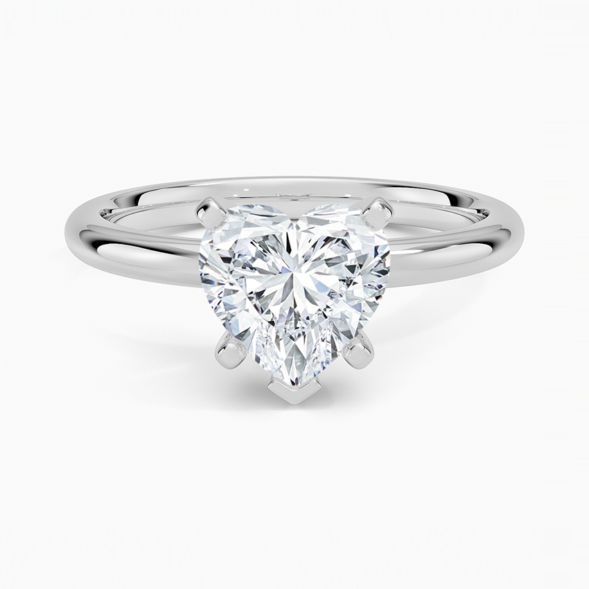 Comfort Fit 2mm Six-Prong Solitaire Ring - Heart Center Stone