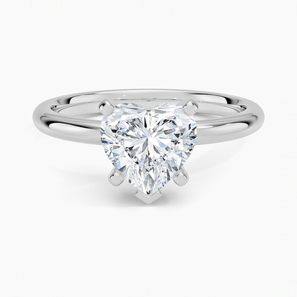 Comfort Fit 2mm Six-Prong Solitaire Ring - Heart Center Stone