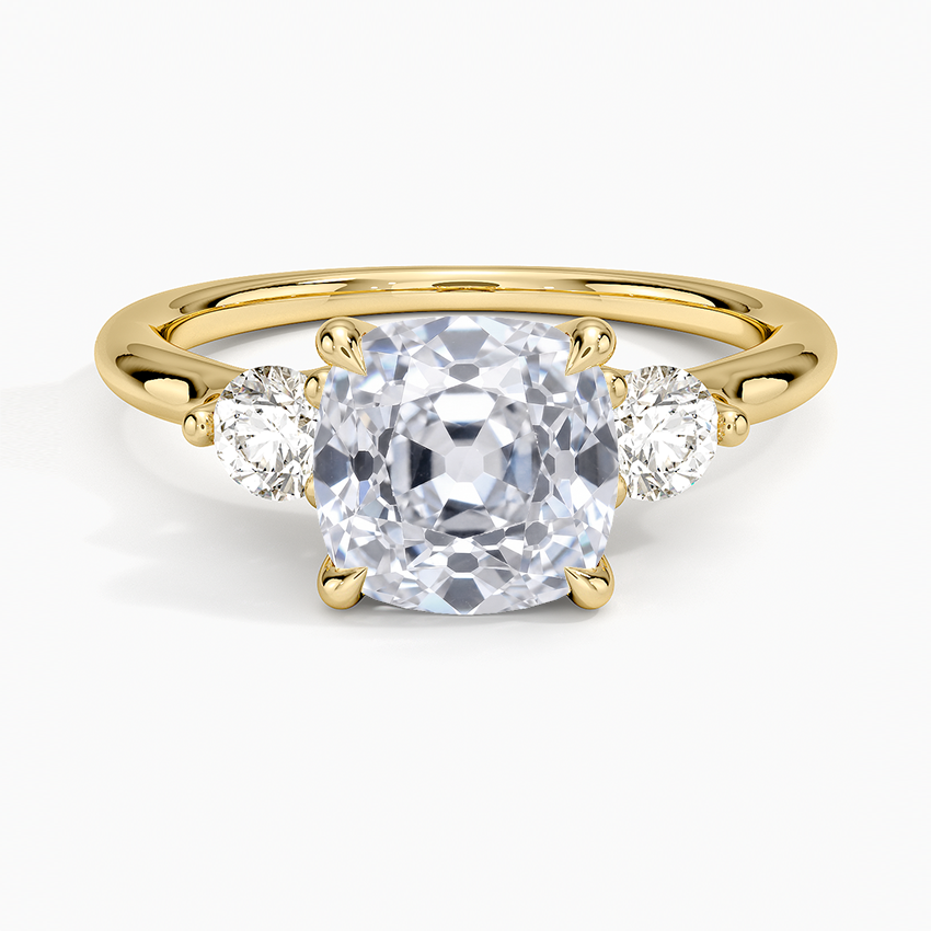 Freesia Three Stone Diamond Ring (1/3 ct. tw.) - Old Mine Cut Center Stone