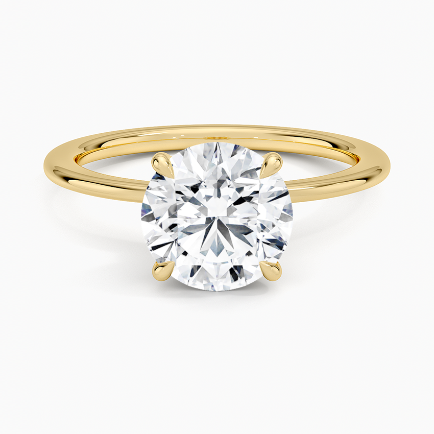 Petite Secret Halo Diamond Ring - Round Center Stone