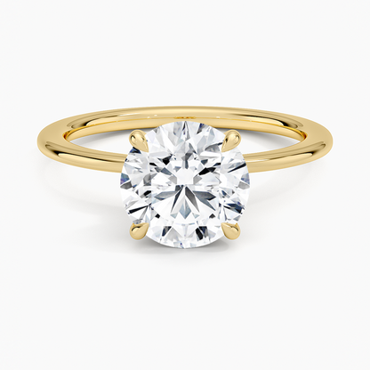 Petite Secret Halo Diamond Ring - Round Center Stone