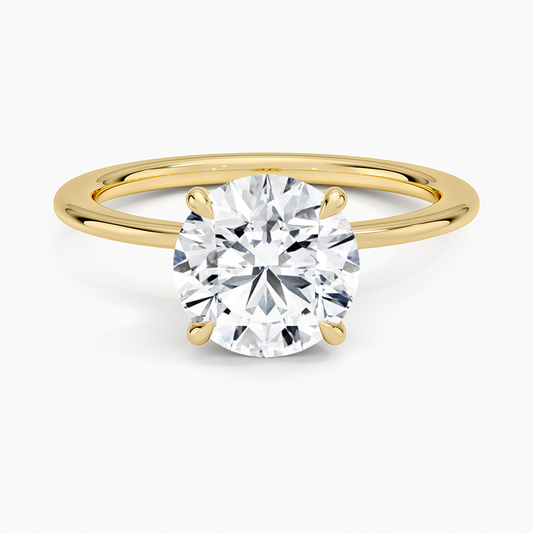 Petite Secret Halo Diamond Ring - Round Center Stone