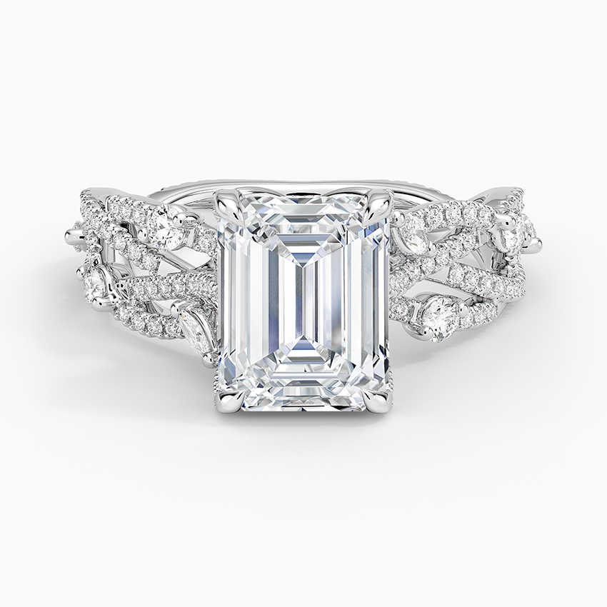 Grand Secret Garden Diamond Ring - Emerald Cut Center Stone