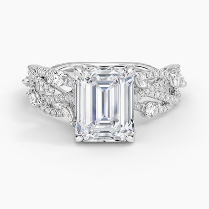 Grand Secret Garden Diamond Ring - Emerald Cut Center Stone
