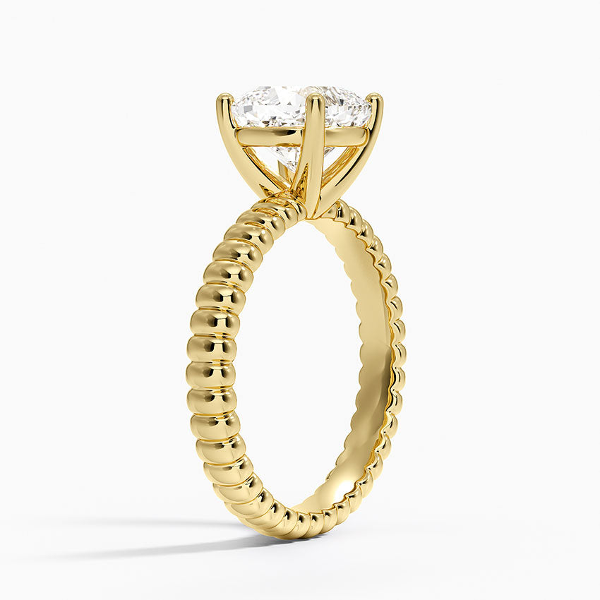 Petra Textured Solitaire Ring - Cushion Cut Center Stone