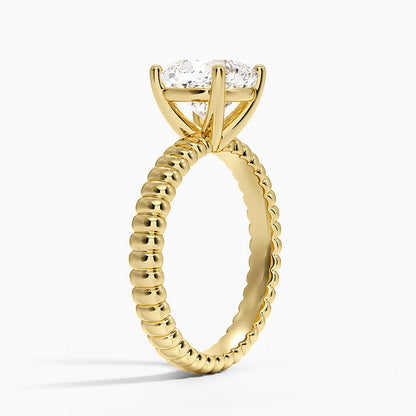 Petra Textured Solitaire Ring - Cushion Cut Center Stone