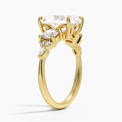Luxe Nadia Three Stone Diamond Ring - Radiant Cut Center Stone