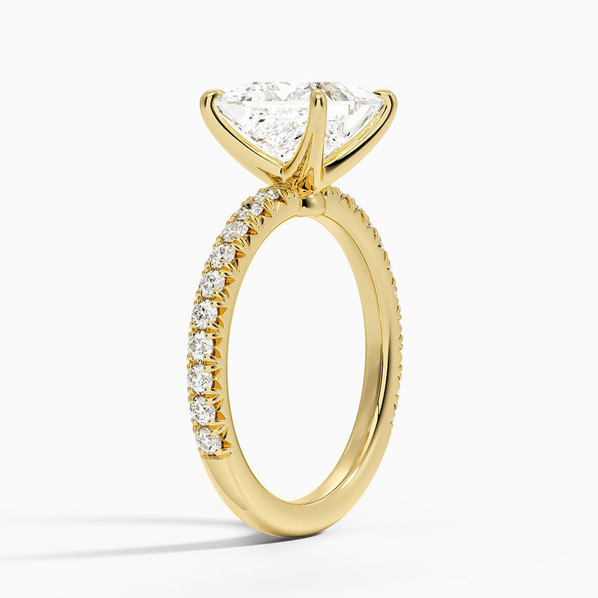 Amelie Three-Quarter Coverage Diamond Ring - Princess Cut Center Stone