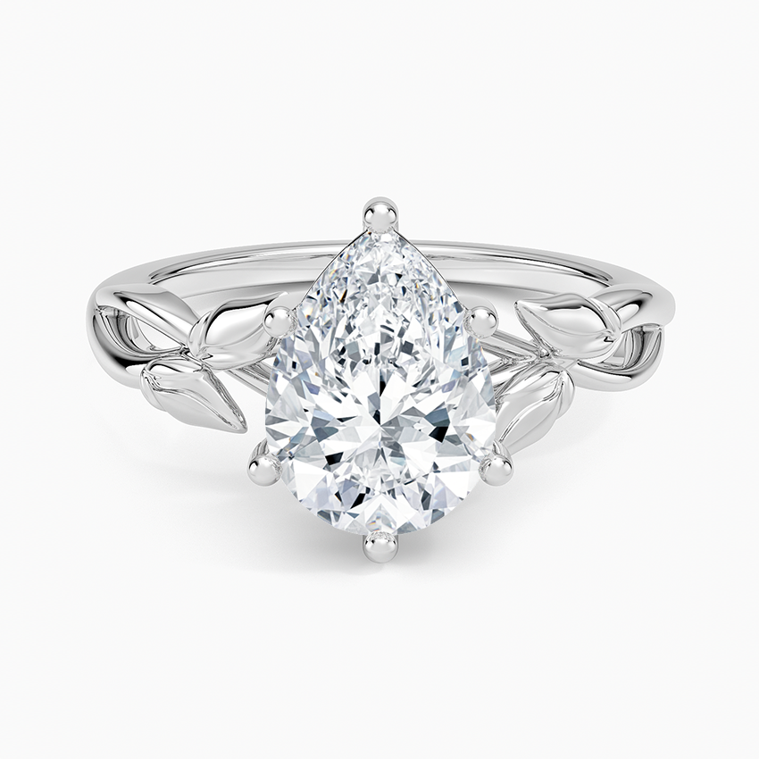 Budding Willow Solitaire Ring - Pear Center Stone