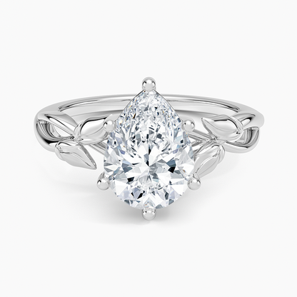 Budding Willow Solitaire Ring - Pear Center Stone