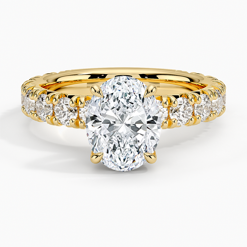 Ellora Three-Quarter Coverage Diamond Ring - Oval Center Stone