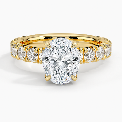 Ellora Three-Quarter Coverage Diamond Ring - Oval Center Stone