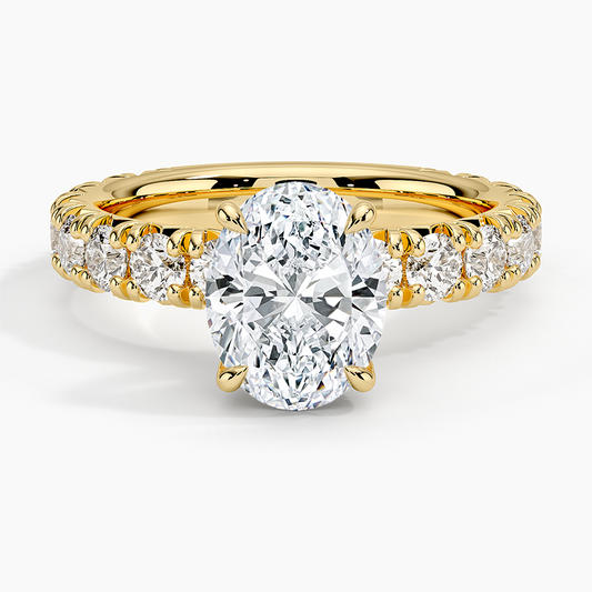 Ellora Three-Quarter Coverage Diamond Ring - Oval Center Stone