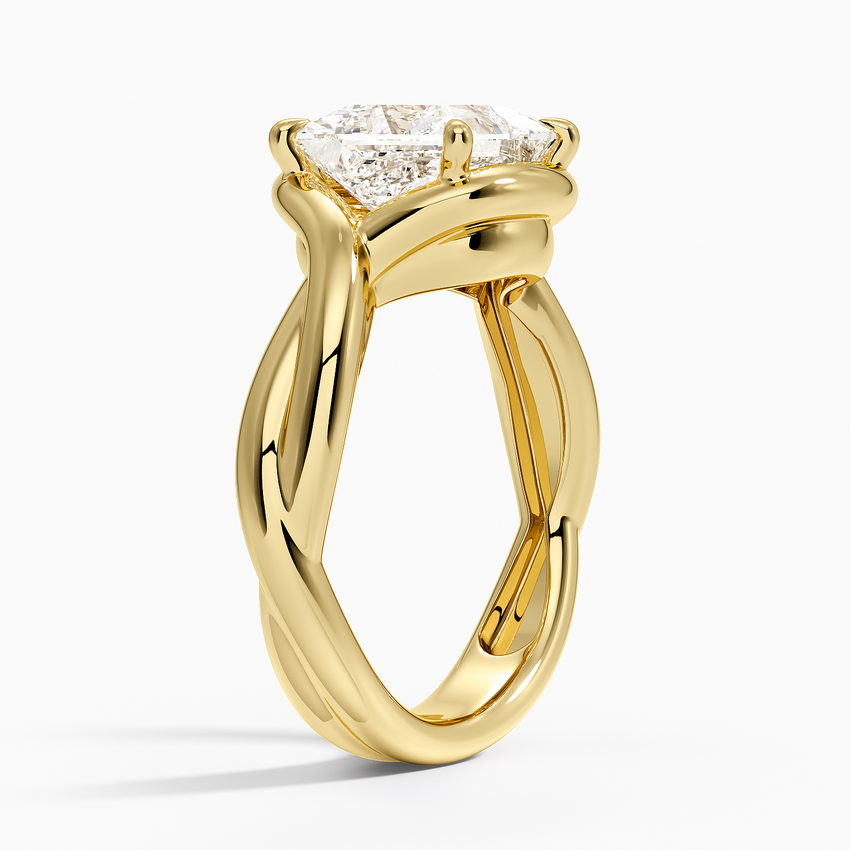 Bypass Twist Bezel Solitaire Diamond Ring - Princess Cut Center Stone
