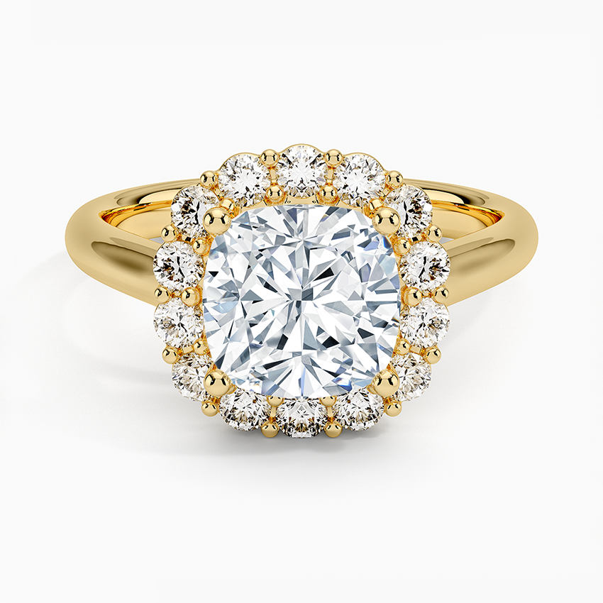 Lotus Flower Halo Diamond Ring (1/4 ct. tw.) - Cushion Cut Center Stone