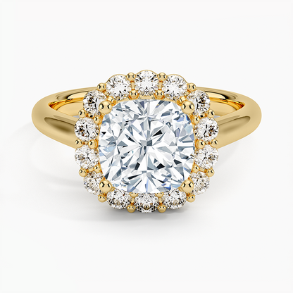 Lotus Flower Halo Diamond Ring (1/4 ct. tw.) - Cushion Cut Center Stone