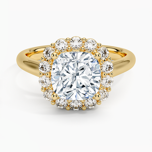 Lotus Flower Halo Diamond Ring (1/4 ct. tw.) - Cushion Cut Center Stone