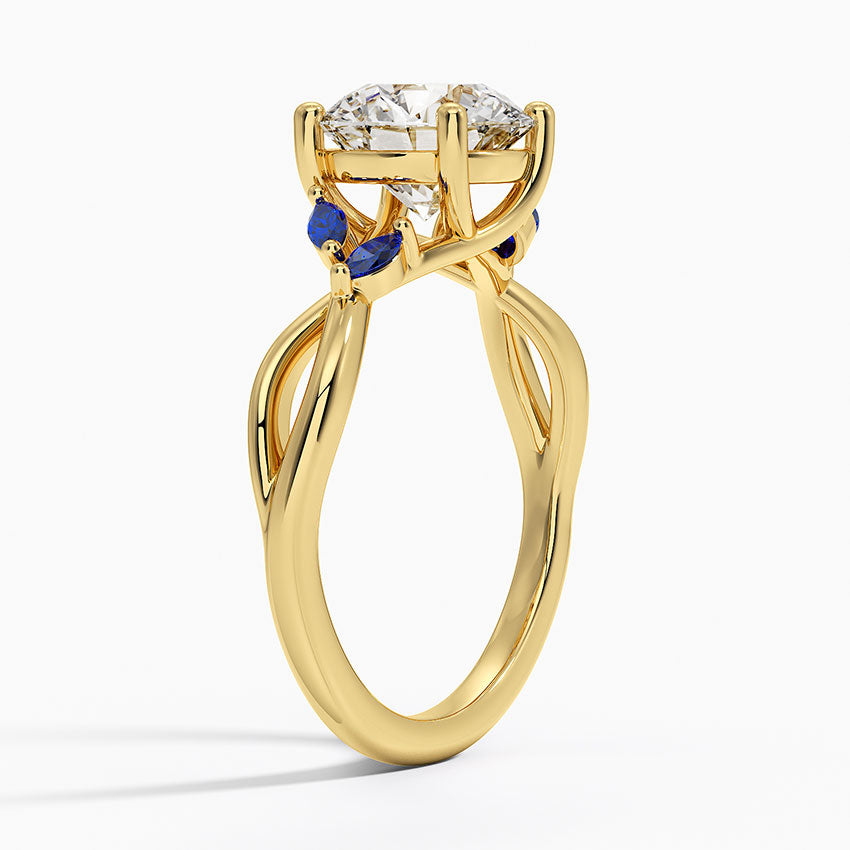 Willow Ring With Sapphire Accents - Round Cut Center Stone