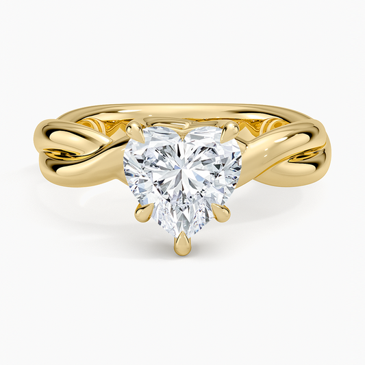 Hazel Twist Solitaire Diamond Ring - Heart Cut Center Stone