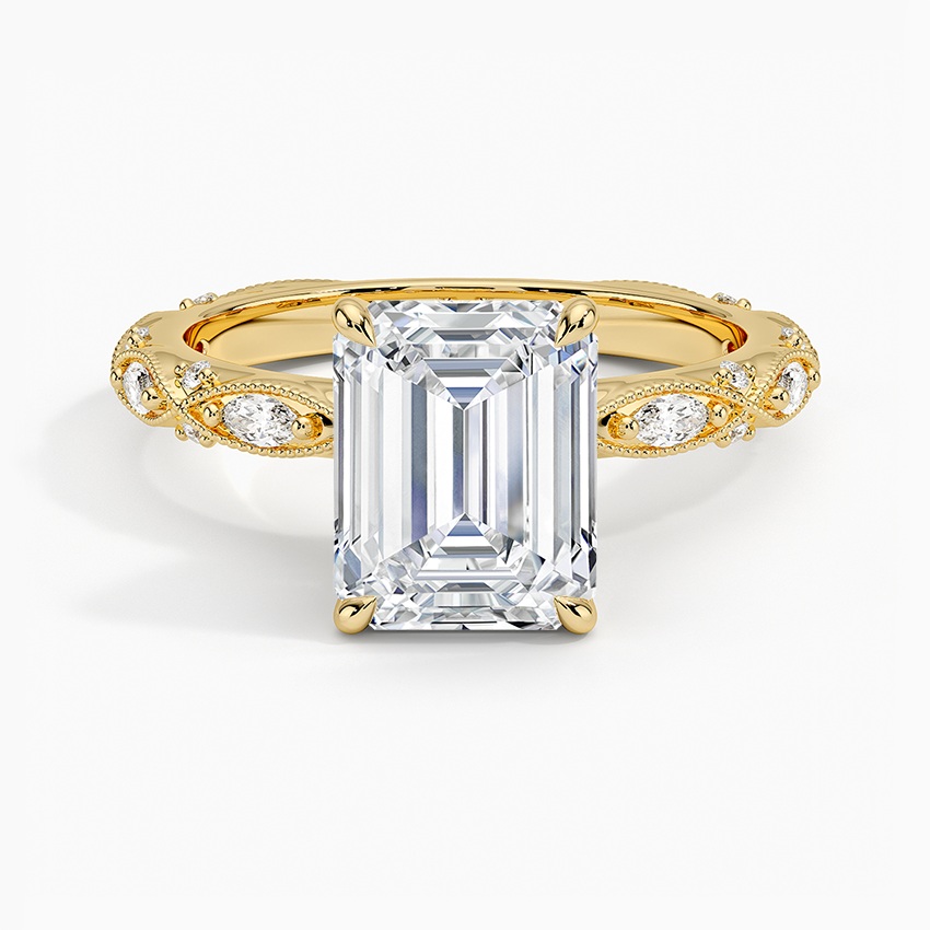 Celestia Milgrain Diamond Ring (1/4 ct. tw.) - Emerald Cut Center Stone