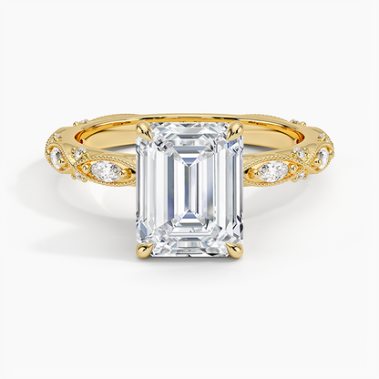Celestia Milgrain Diamond Ring (1/4 ct. tw.) - Emerald Cut Center Stone