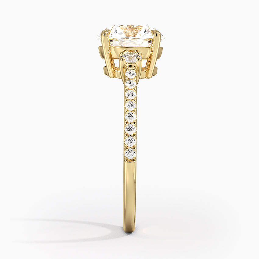 Lyra Three Stone Diamond Ring (1/4 ct. tw.) - Round Center Stone