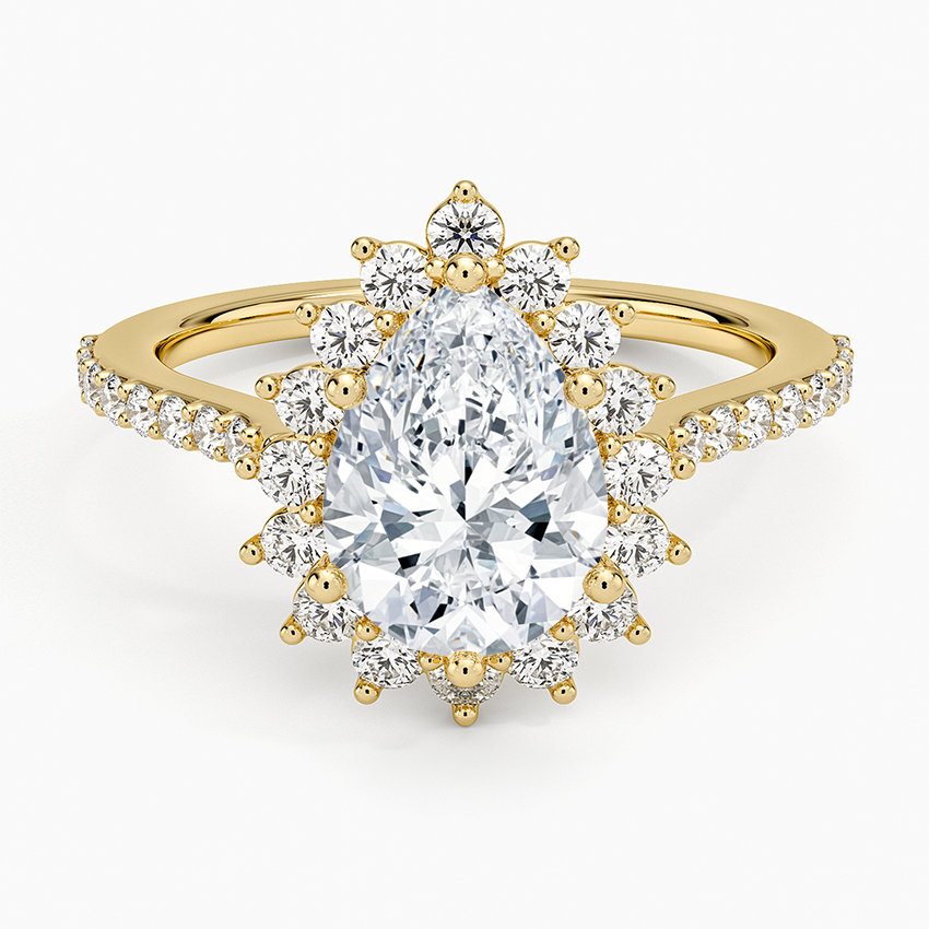 Luxe Sunburst Halo Diamond Ring (1/2 ct. tw.) - Pear Center Stone