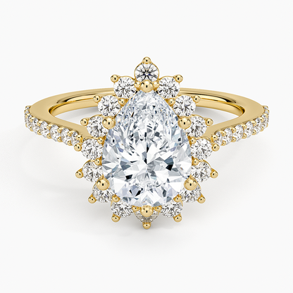 Luxe Sunburst Halo Diamond Ring (1/2 ct. tw.) - Pear Center Stone