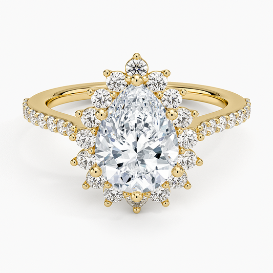 Luxe Sunburst Halo Diamond Ring (1/2 ct. tw.) - Pear Center Stone
