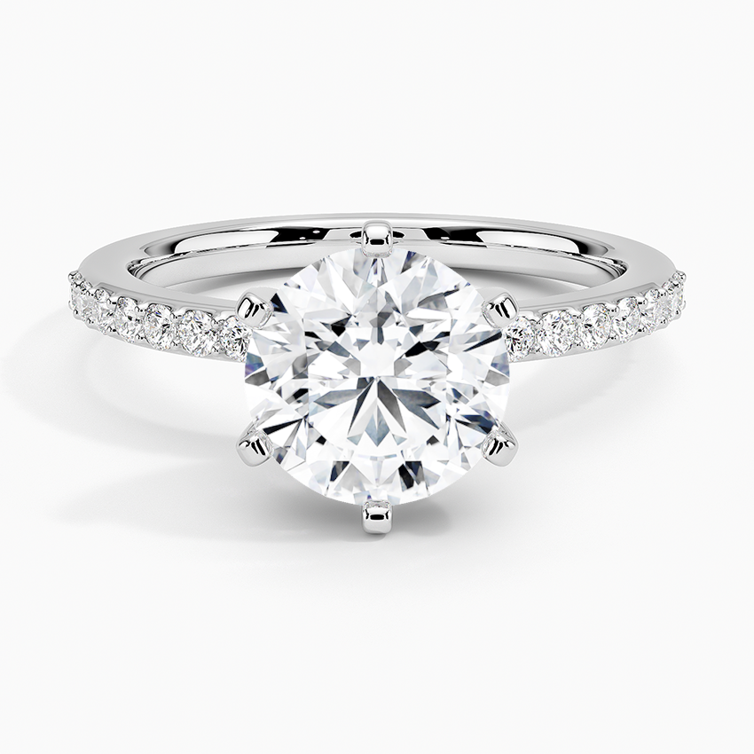 Six Prong Petite Shared Prong Diamond Ring (1/5 ct. tw.) - Round Center Stone