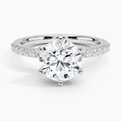 Six Prong Petite Shared Prong Diamond Ring (1/5 ct. tw.) - Round Center Stone