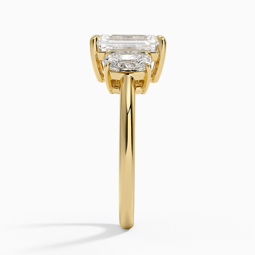 Luxe Faye Elongated Cushion Three Stone Diamond Ring (1 ct. tw.) - Emerald Cut Center Stone