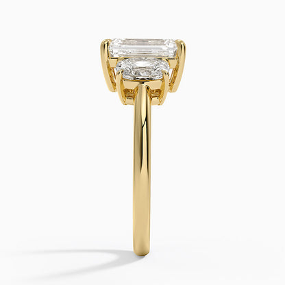 Luxe Faye Elongated Cushion Three Stone Diamond Ring (1 ct. tw.) - Emerald Cut Center Stone