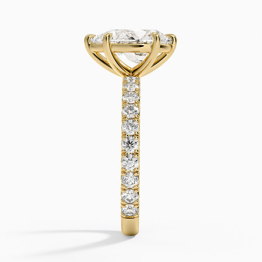 Luxe French Pavé Perfect Fit Diamond Ring (1/2 ct. tw.) - Pear Cut Center Stone