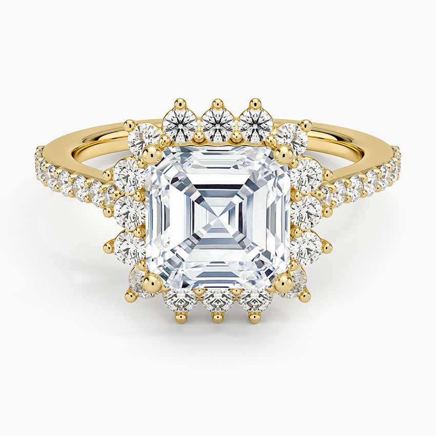 Luxe Sunburst Halo Diamond Ring (1/2 ct. tw.) - Asscher Cut Center Stone