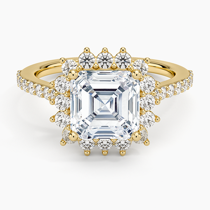 Luxe Sunburst Halo Diamond Ring (1/2 ct. tw.) - Asscher Cut Center Stone