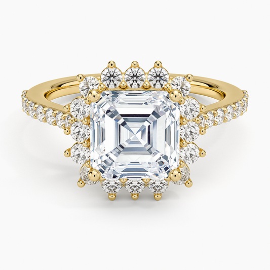 Luxe Sunburst Halo Diamond Ring (1/2 ct. tw.) - Asscher Cut Center Stone