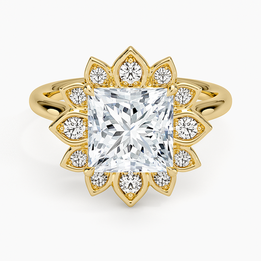 Fiore Halo Diamond Ring (1/4 ct. tw.) - Princess Cut Center Stone