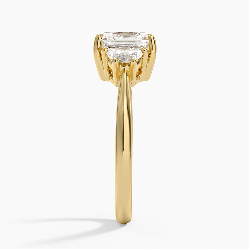Half Moon Three Stone Diamond Ring (1/4 ct. tw.) - Asscher Cut Center Stone