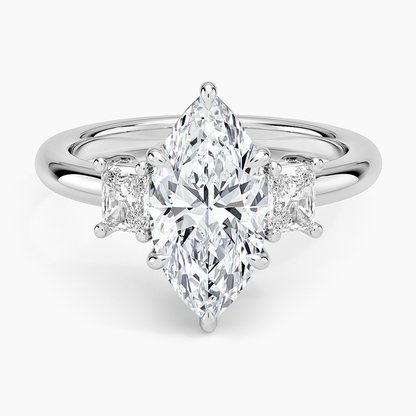 Helena Radiant-Cut Three Stone Diamond Ring (3/8 ct. tw.) - Marquise Center Stone