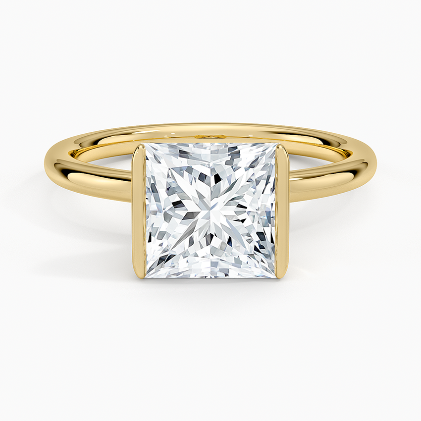 Annika Semi-Bezel Solitaire Ring - Princess Cut Center Stone