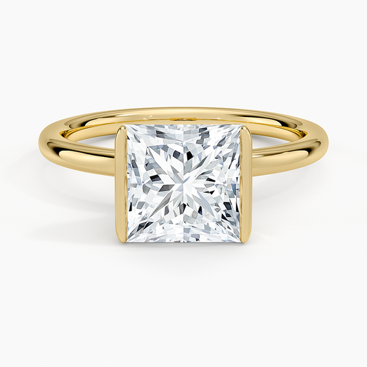 Annika Semi-Bezel Solitaire Ring - Princess Cut Center Stone