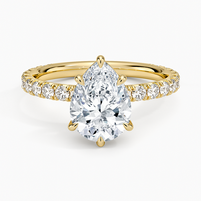 Luxe French Pavé Perfect Fit Diamond Ring (1/2 ct. tw.) - Pear Cut Center Stone