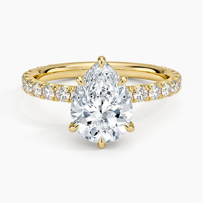 Luxe French Pavé Perfect Fit Diamond Ring (1/2 ct. tw.) - Pear Cut Center Stone