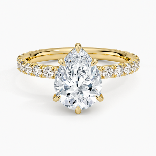 Luxe French Pavé Perfect Fit Diamond Ring (1/2 ct. tw.) - Pear Cut Center Stone
