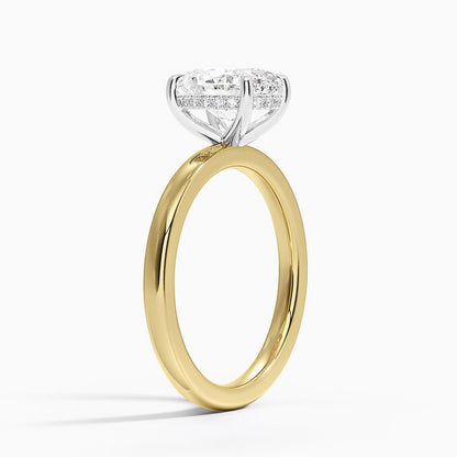 Platinum Mixed Metal Audrey 2mm Diamond Ring - Oval Center Stone
