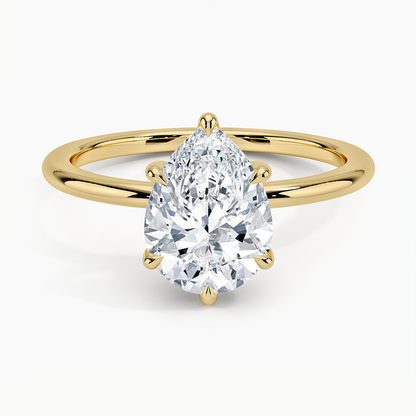 Fairmined 1.5mm Six-Prong Solitaire Ring - Pear Center Stone