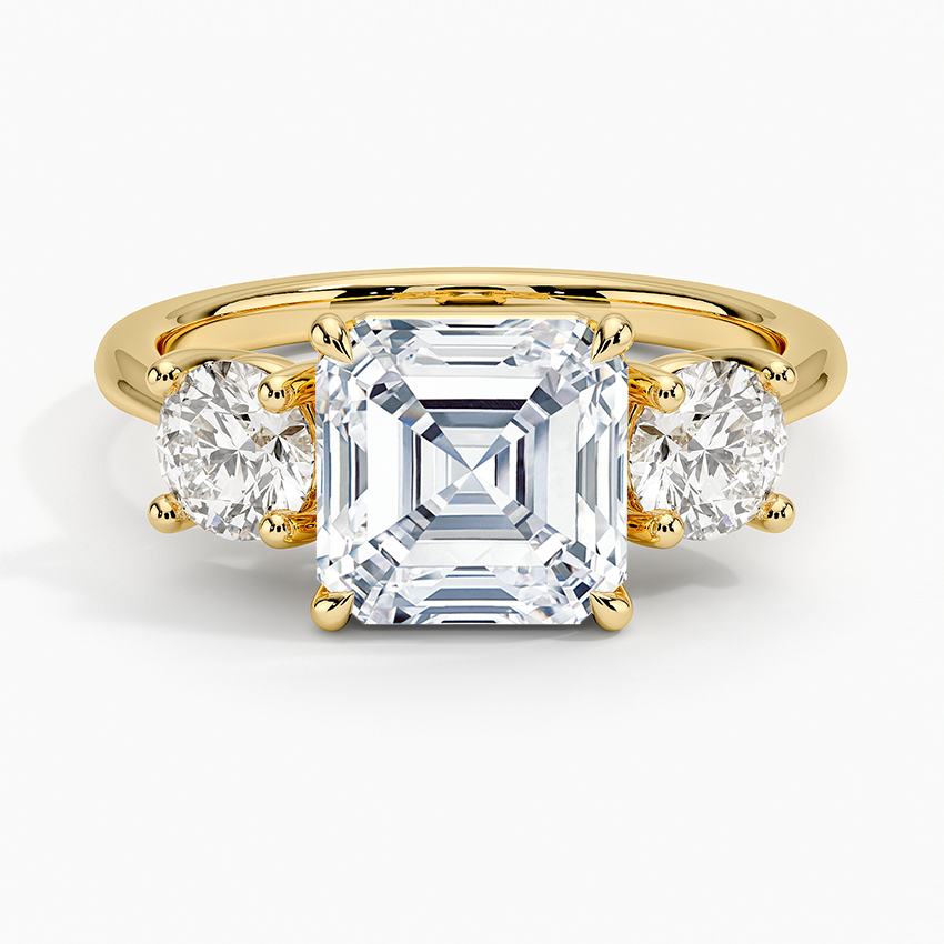 Luxe Selene Three Stone Diamond Ring (2/3 ct. tw.) - Asscher Cut Center Stone