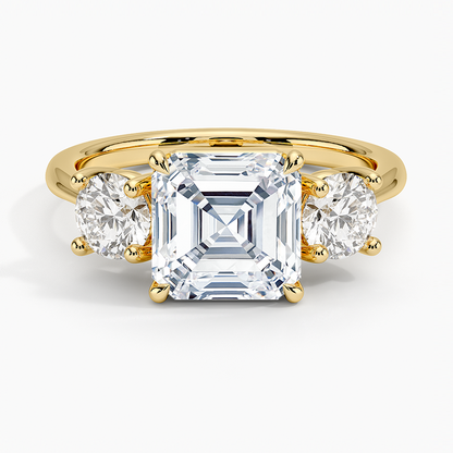Luxe Selene Three Stone Diamond Ring (2/3 ct. tw.) - Asscher Cut Center Stone